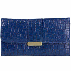 Dorothy Perkins Blue croc metal plate purse