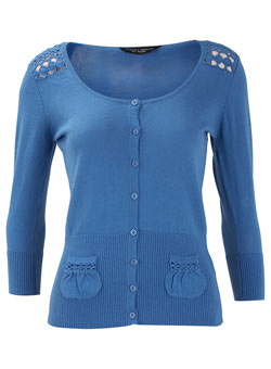 Dorothy Perkins Blue crochet trim cardigan