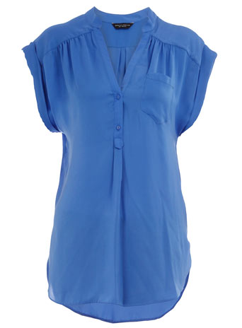Blue ruched shoulder blouse DP05235800