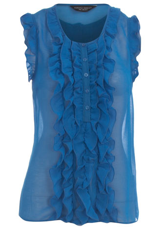 Dorothy Perkins Blue ruffle front blouse DP05196921