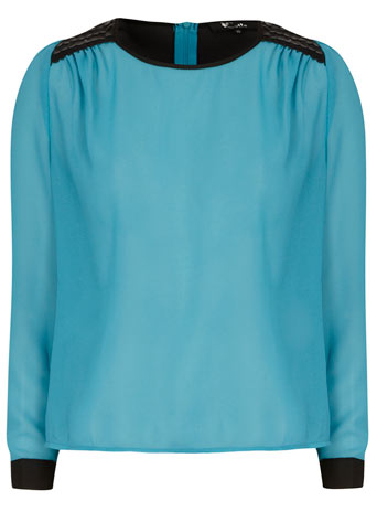 Dorothy Perkins Blue shoulder patch blouse DP65000791