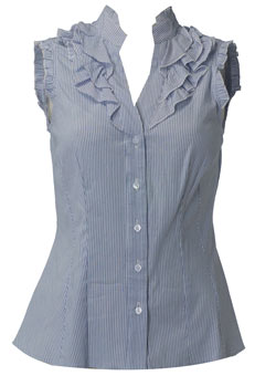 Dorothy Perkins Blue stripe ruffle neru blouse