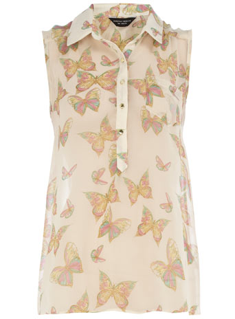 Dorothy Perkins Butterfly dip hem blouse DP05299200