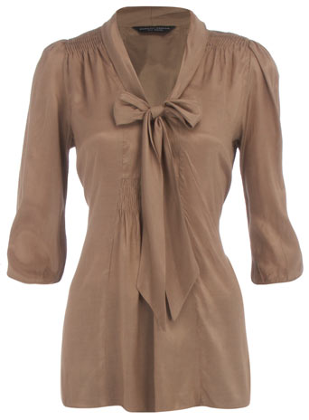 Dorothy Perkins Camel pussybow blouse