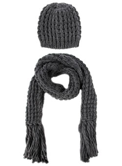 Charcoal hat and scarf set