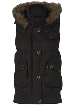 Chocolate fur hooded gilet