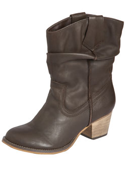 Dorothy Perkins Chocolate western boot