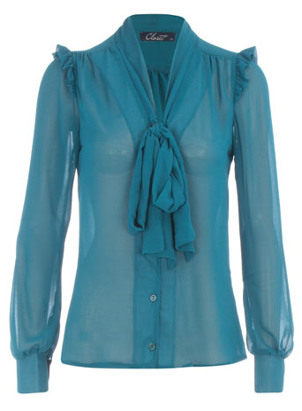 Dorothy Perkins Closet blue pussybow blouse