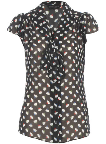 Dorothy Perkins Clover print pussybow blouse