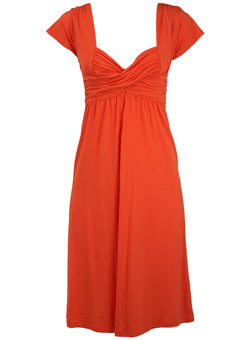 Coral crossover jersey dress