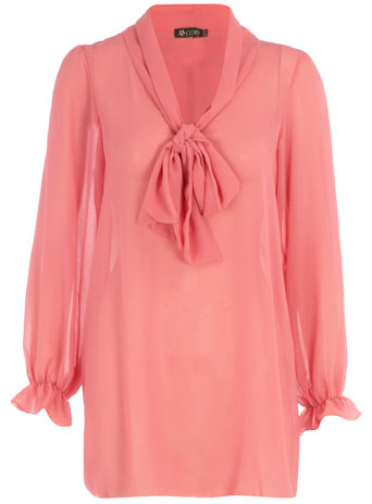 Dorothy Perkins Coral pussybow neck blouse DP51000681