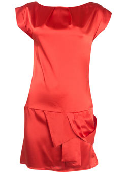 Coral satin bow dress