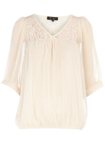 Cream chiffon lace blouse DP65000301