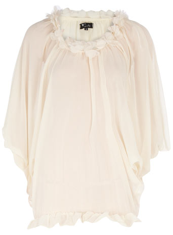 Cream chiffon petal blouse DP65000304