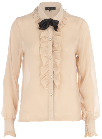 Cream chiffon ruffle blouse DP65000270