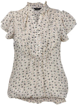 Dorothy Perkins Cream ditsy ruffle blouse