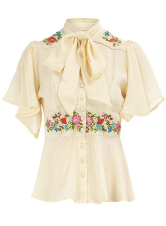 Cream embellished blouse DP50131336