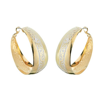 Cream engraved hoop earrings