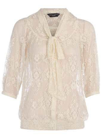 Dorothy Perkins Cream lace pussybow blouse