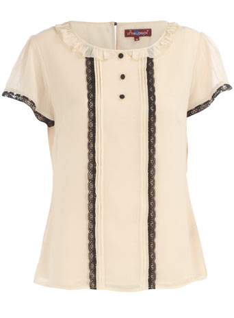 Dorothy Perkins Cream lace trim blouse DP50131087