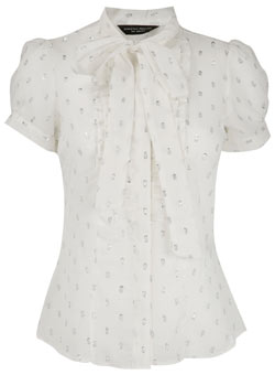 Cream lurex spot blouse