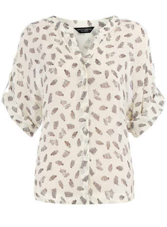 Dorothy Perkins Cream owl square sleeve blouse DP05202681