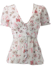 Dorothy Perkins Cream/pink butterfly blouse