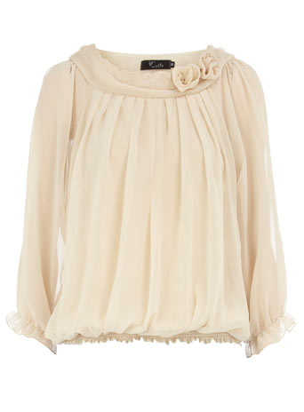 Dorothy Perkins Cream pleated chiffon blouse DP65000496