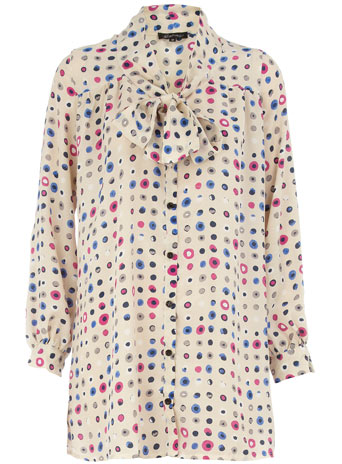 Dorothy Perkins Cream print bow blouse DP01000097