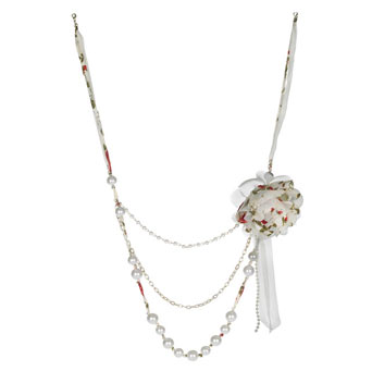 Floral corsage pearl necklace