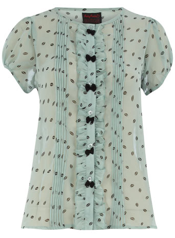 Dorothy Perkins Green bean print blouse DP84000091