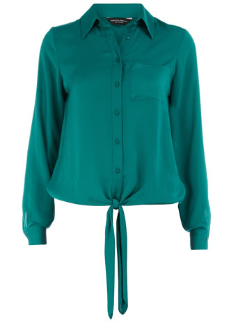 Dorothy Perkins Green tie front blouse DP05259611