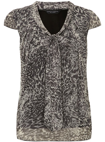 Grey animal pussybow blouse DP05375713