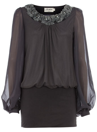 Dorothy Perkins Grey embellished blouse dress. DP80000190