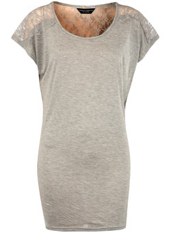 Grey lace panel top