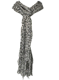 Grey lurex stripe animal scarf