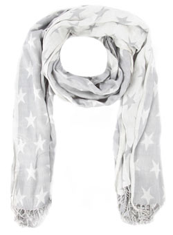 Grey star jacquard scarf