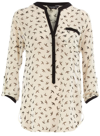 Ivory bird print blouse DP05239483