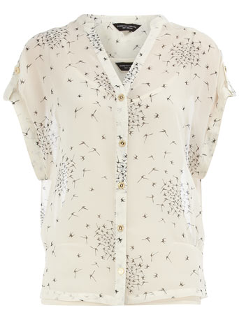 Dorothy Perkins Ivory print tuck side blouse DP05276184
