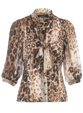 Leopard pussybow blouse DP60000211