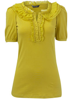 Dorothy Perkins Lime ruffle blouse