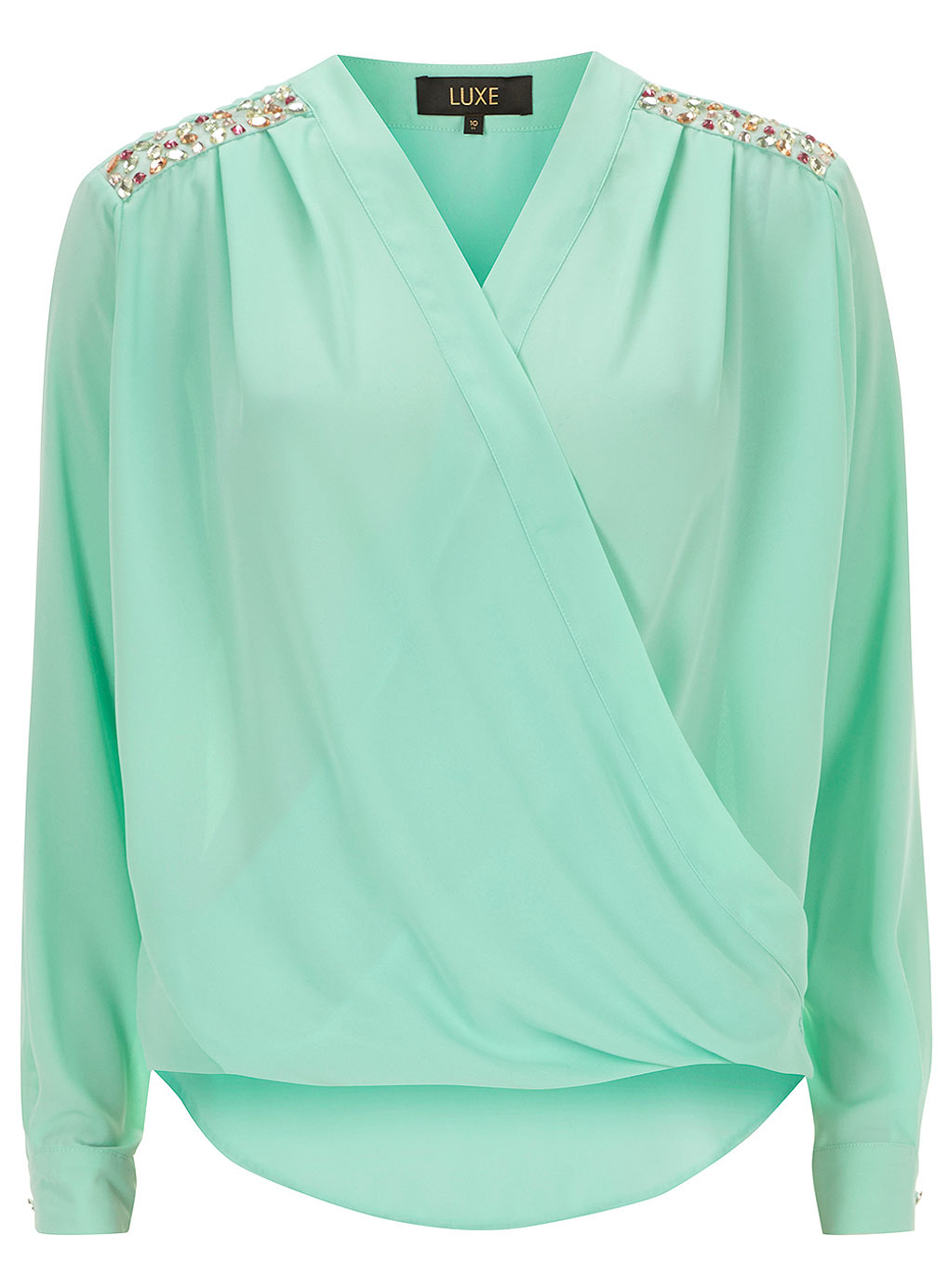 Luxe Mint wrap trim blouse 12272813