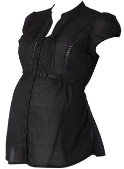 Maternity black crochet blouse