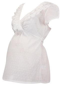Maternity white dobby blouse