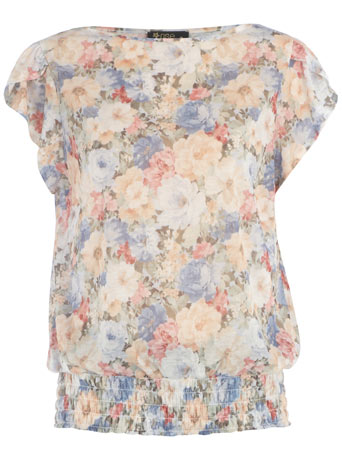 Multi floral cap sleeve blouse DP51000659
