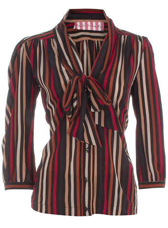 Dorothy Perkins Multi stripe pussybow blouse DP12192910