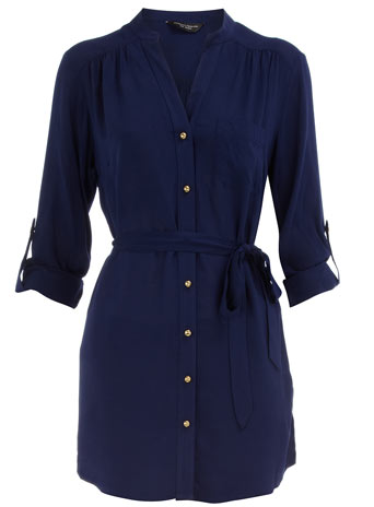 Dorothy Perkins Navy longline belted blouse DP05273723
