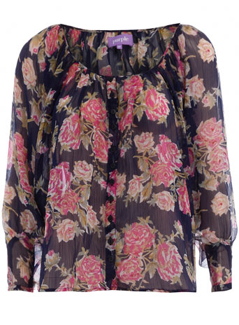 Dorothy Perkins Navy rose chiffon blouse DP53000482