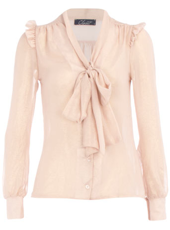 Dorothy Perkins Nude chiffon pussybow blouse DP60000193