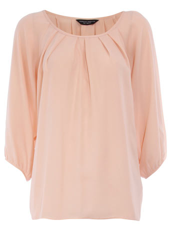 Peach balloon sleeve blouse DP05254373